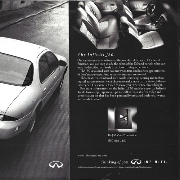Infiniti J30 Lexus Car ADVERT 1990s Vintage Print Ad 2 PAGE - Picture 4 of 4